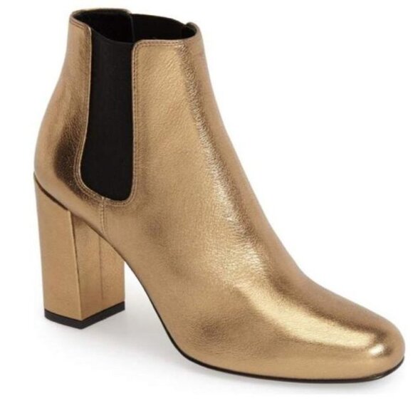 Saint Laurent Babies 90 Metallic Gold Chelsea Boots 37.5 7.5 - Picture 1 of 11
